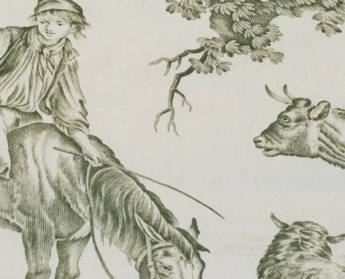 Doublure en Toile de Jouy Verte