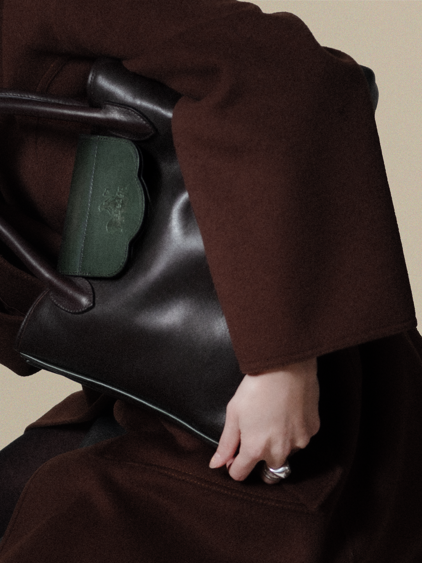 ''...A PARIS '' BAG IN TWO-TONE CHARCOAL GREEN