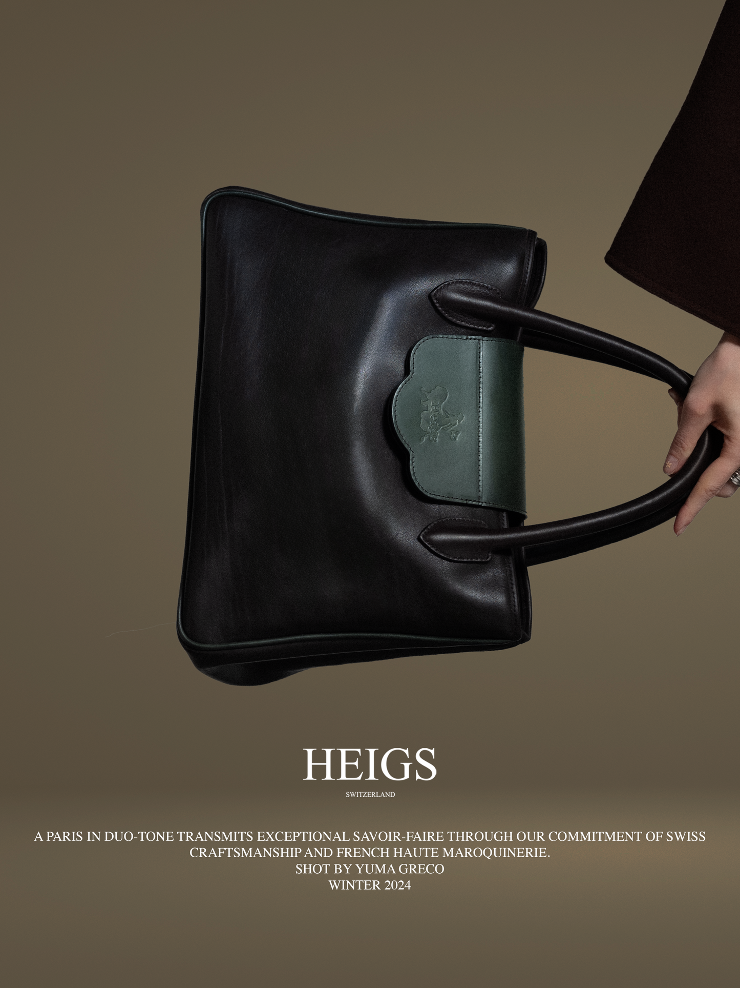 ''...A PARIS '' BAG IN TWO-TONE CHARCOAL GREEN