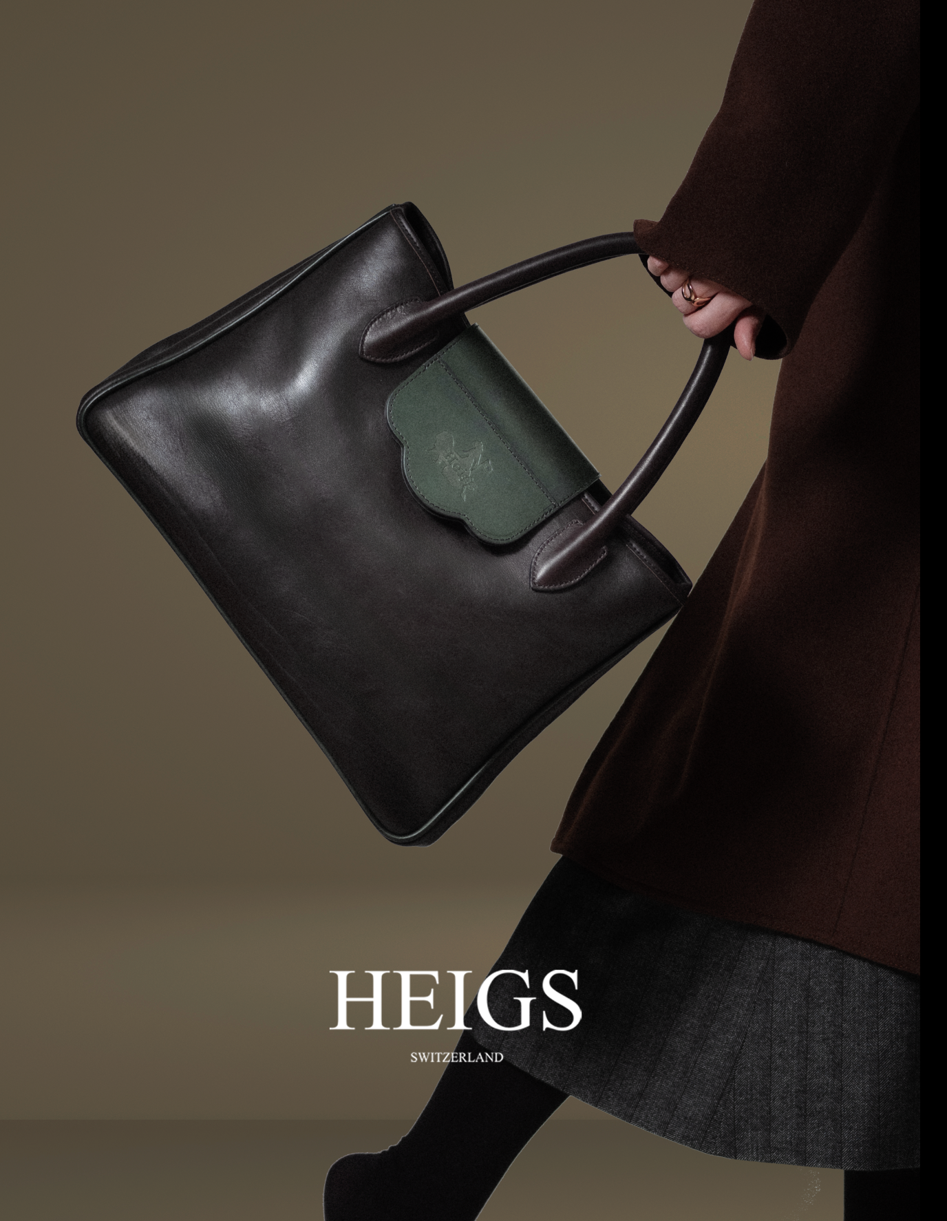 ''...A PARIS '' BAG IN TWO-TONE CHARCOAL GREEN