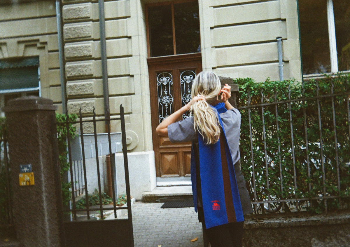 The University Scarf Royal Blue & Tobacco