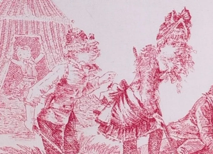 Doublure en Toile de Jouy Framboise