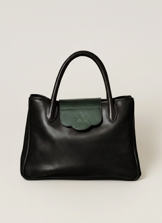 ''...A PARIS '' BAG IN TWO-TONE CHARCOAL GREEN