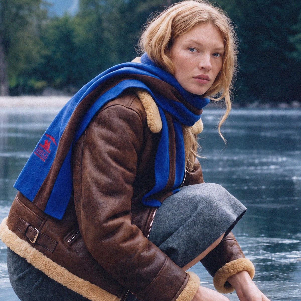 The University Scarf Royal Blue & Tobacco