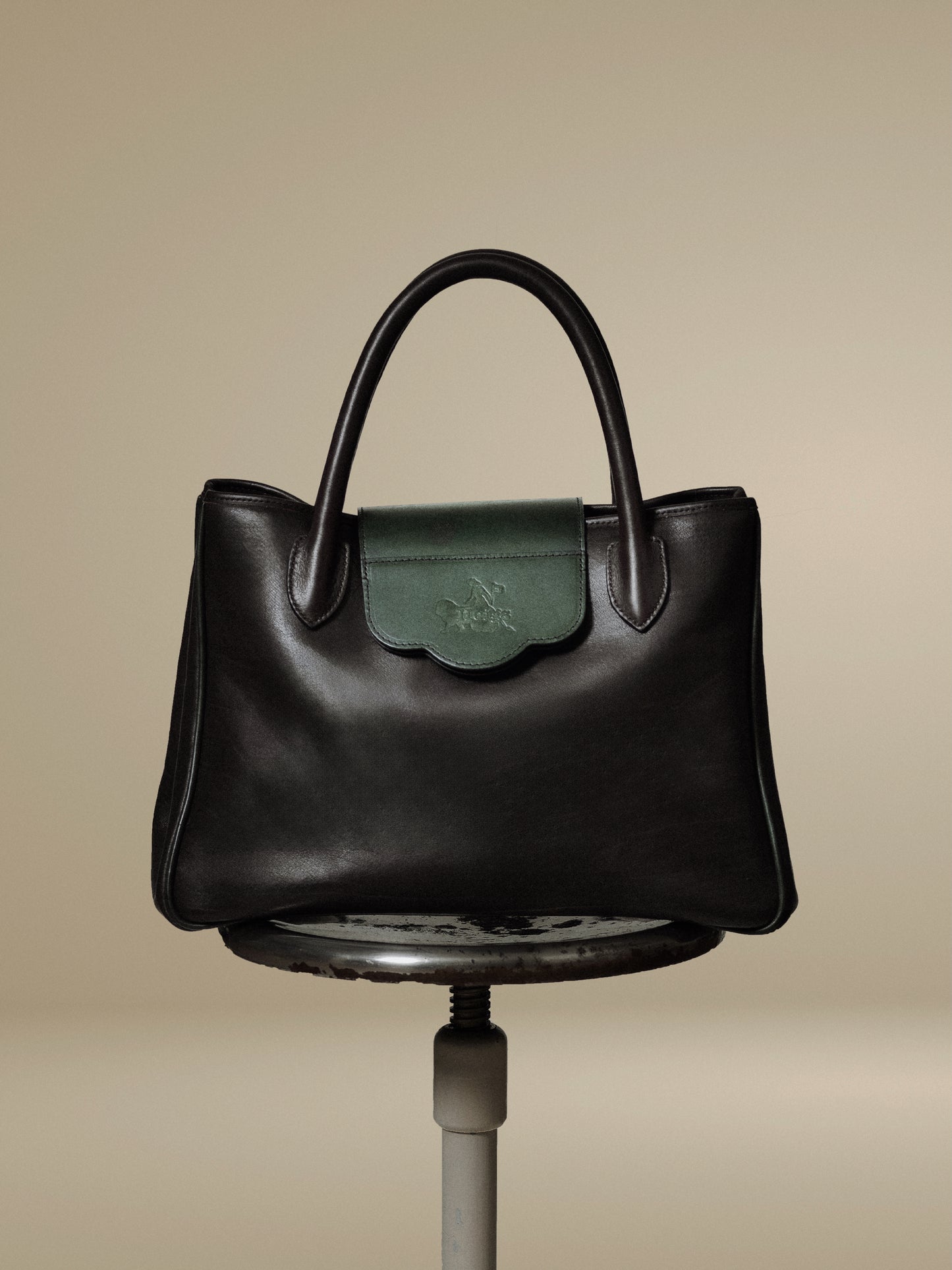 ''...A PARIS '' BAG IN TWO-TONE CHARCOAL GREEN (M)