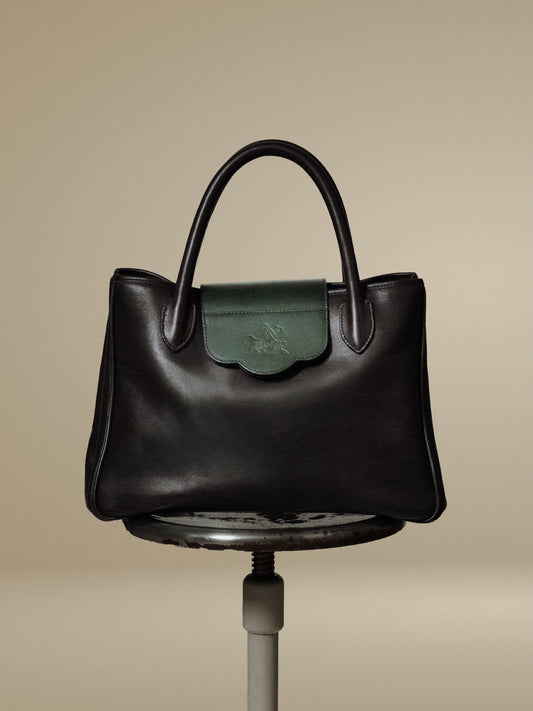 ''...A PARIS '' BAG IN TWO-TONE CHARCOAL GREEN (M)