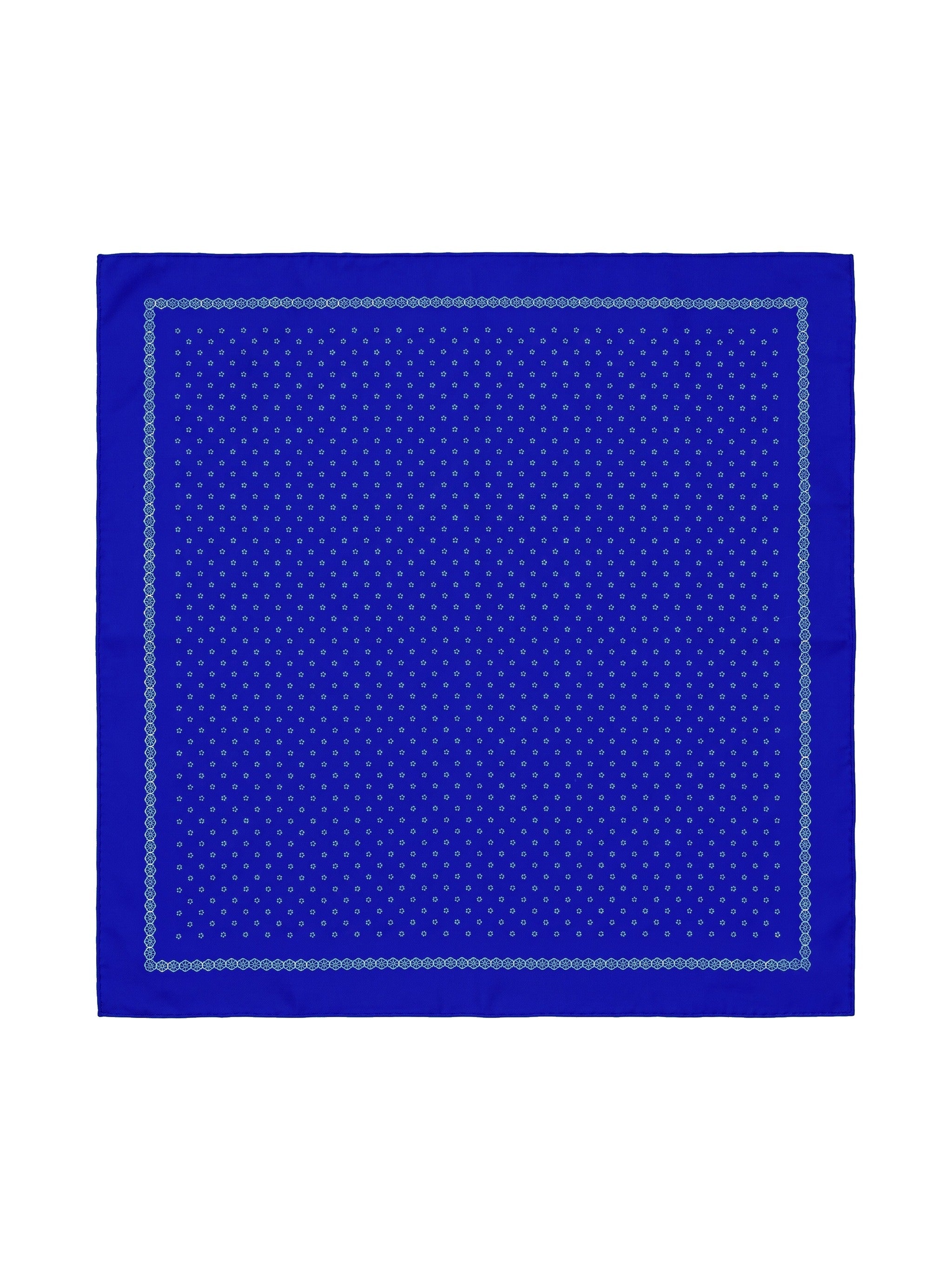 Glarner Tuechli in blue — Swiss cotton bandana, 70x70cm, dotted print with scalloped border, printed in Glarus since 1828