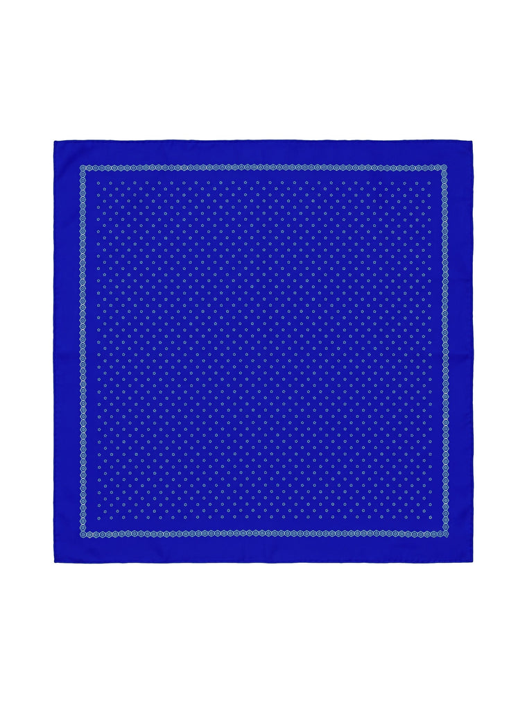 Glarner Tuechli in blue — Swiss cotton bandana, 70x70cm, dotted print with scalloped border, printed in Glarus since 1828