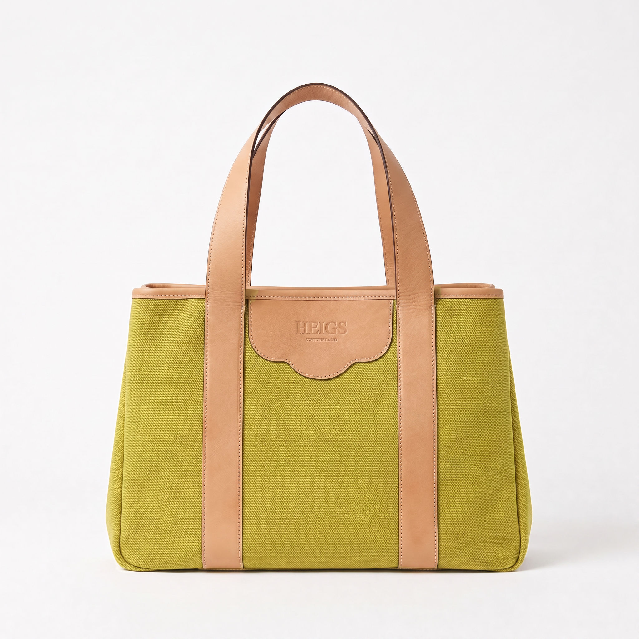 HEIGS à New York Citrine — yellow canvas tote bag with leather handles