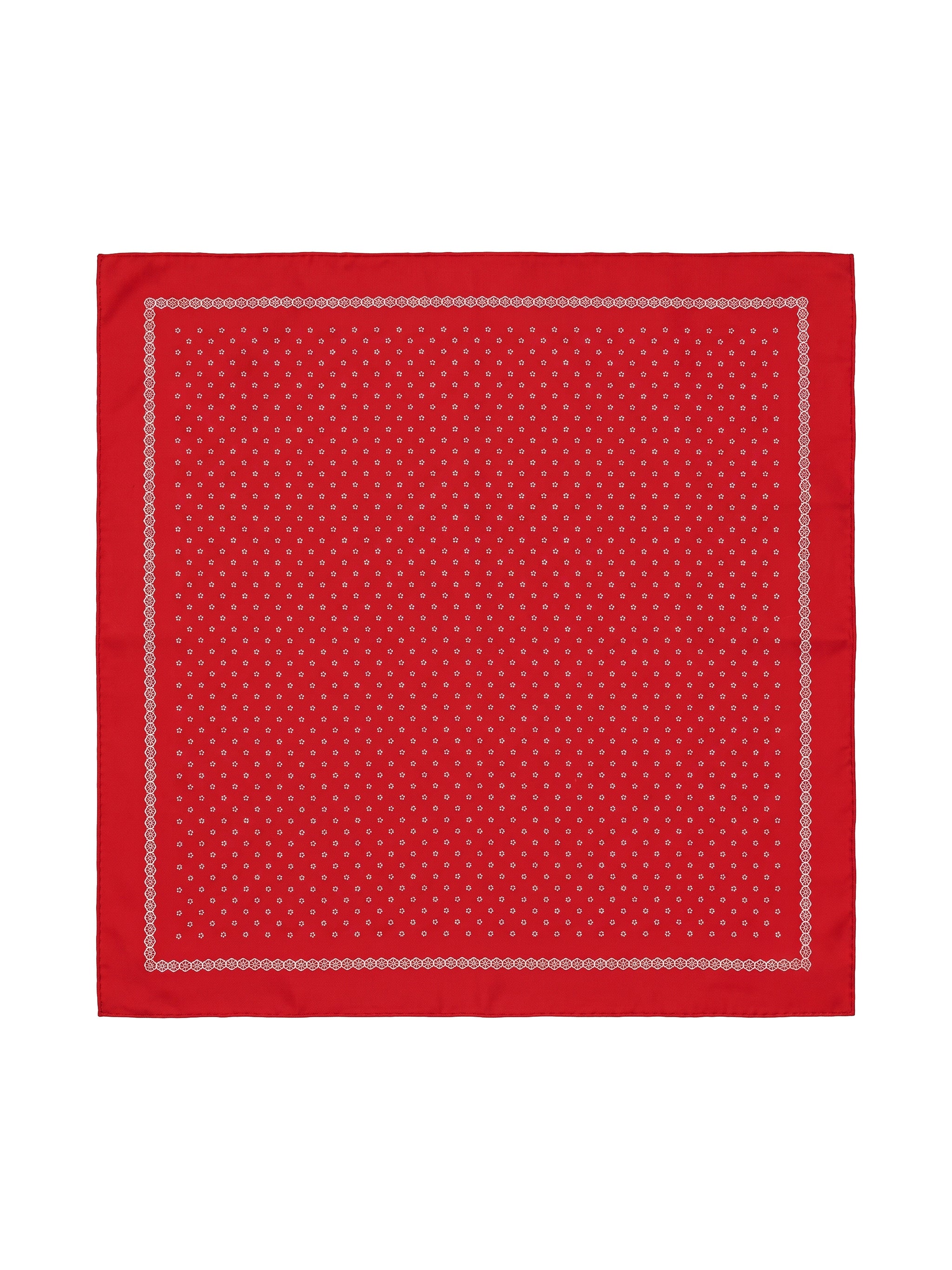 Glarner Tuechli in red — classic Swiss cotton bandana, 70x70cm, floral print with rope border, printed in Glarus since 1828