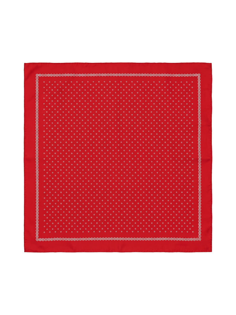 Glarner Tuechli in red — classic Swiss cotton bandana, 70x70cm, floral print with rope border, printed in Glarus since 1828