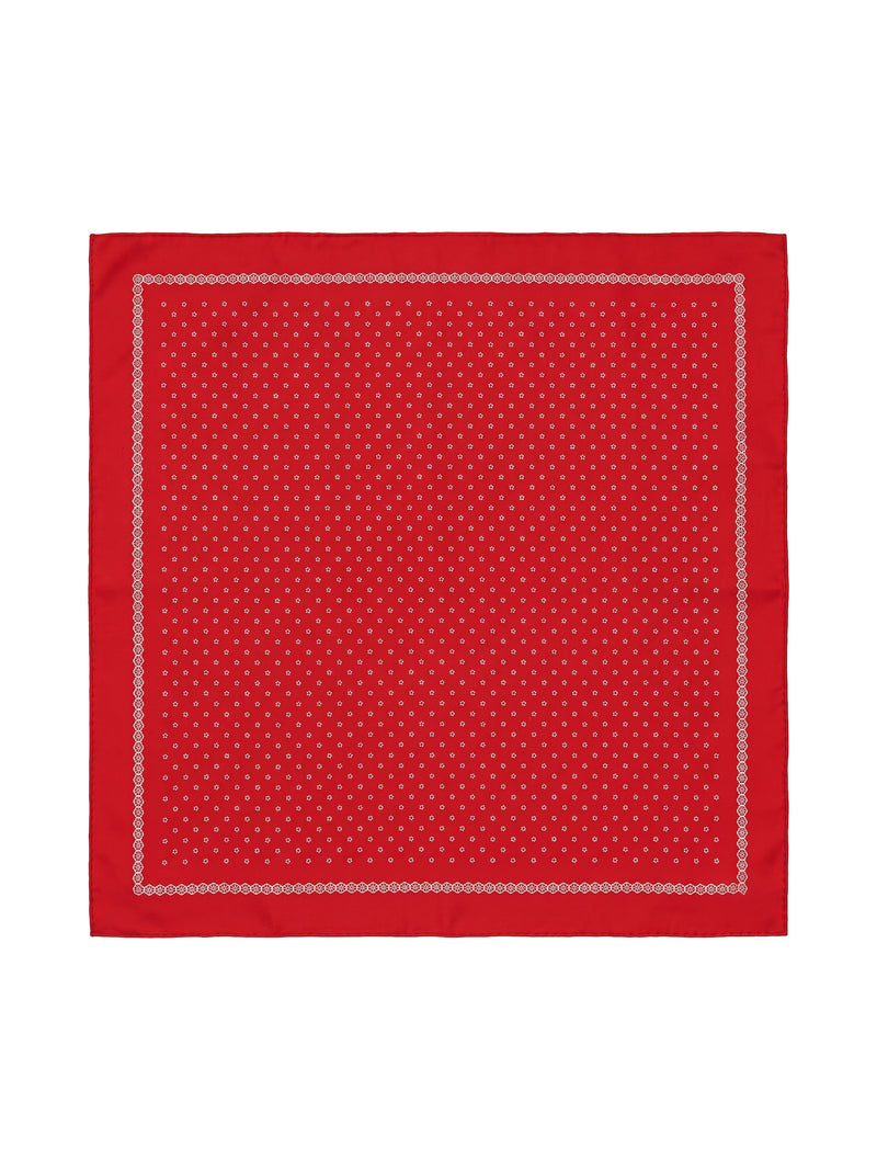 Glarner Tuechli in red — classic Swiss cotton bandana, 70x70cm, floral print with rope border, printed in Glarus since 1828